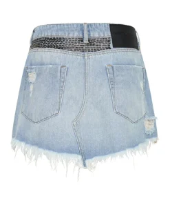 Denim Skirts|ONE TEASPOON Railed Sequin Junkyard Low Waist Denim Skirt