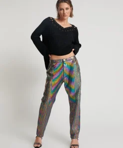 Denim Jeans|ONE TEASPOON Rainbow Sequin Bandits Relaxed Jeans