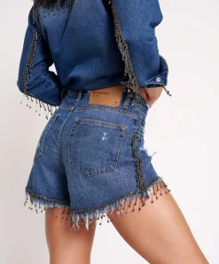 Denim Shorts|ONE TEASPOON Razzle Dazzle Truckers Mid Waist Relaxed Shorts