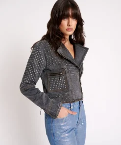 Jackets|ONE TEASPOON Rebel Rebel Studded Denim Jacket