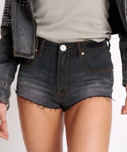 Denim Shorts|ONE TEASPOON Recycled Black The One Fitted Cheeky Denim Shorts