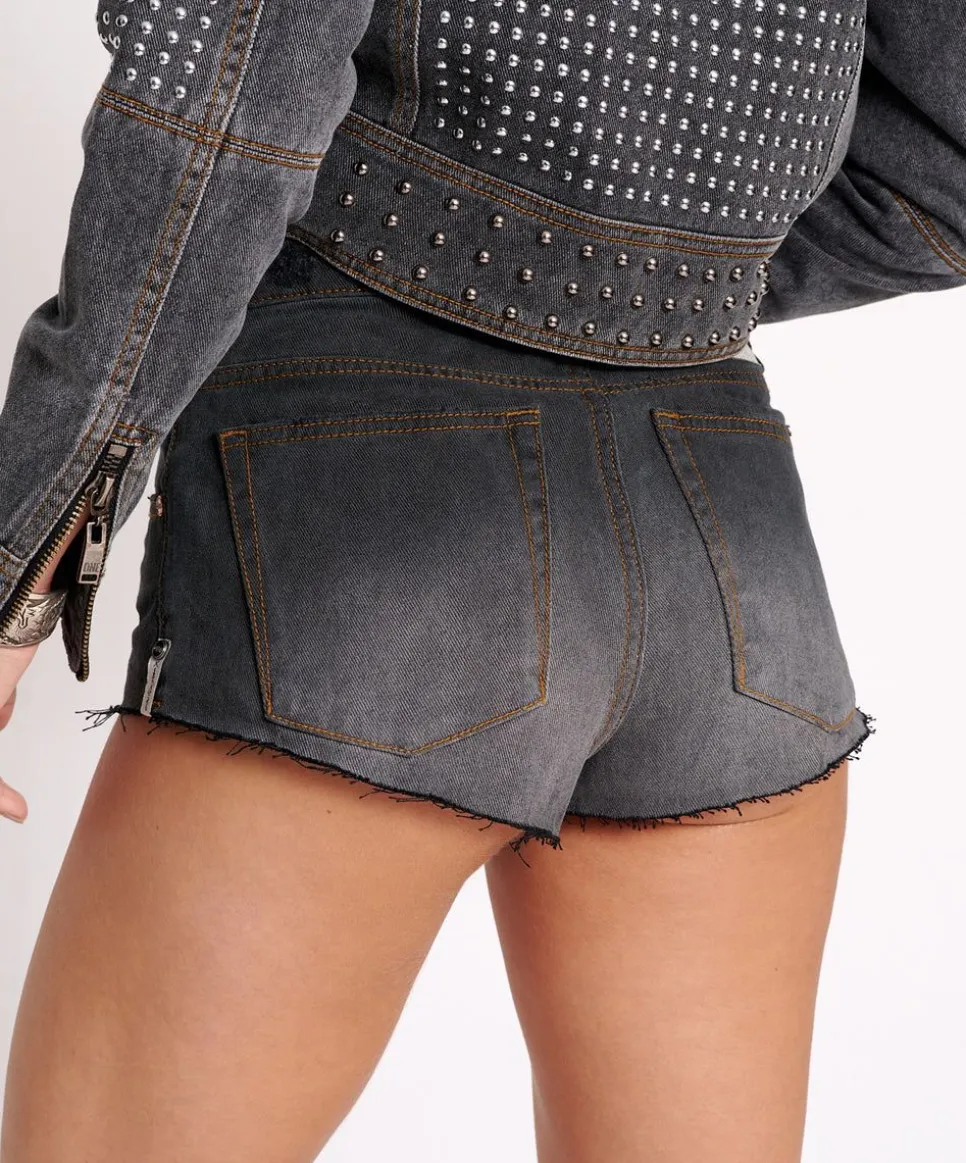 Denim Shorts|ONE TEASPOON Recycled Black The One Fitted Cheeky Denim Shorts
