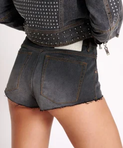 Denim Shorts|ONE TEASPOON Recycled Black The One Fitted Cheeky Denim Shorts