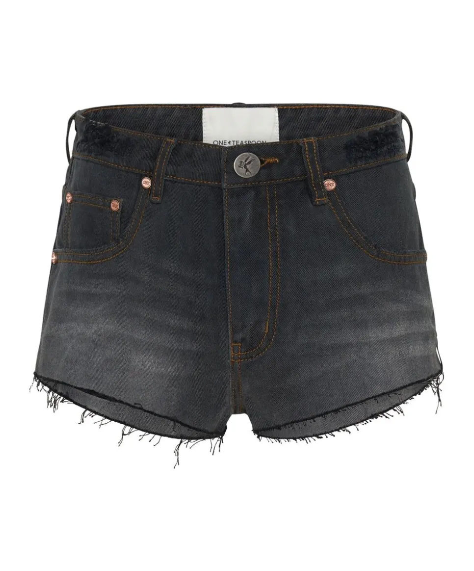 Denim Shorts|ONE TEASPOON Recycled Black The One Fitted Cheeky Denim Shorts