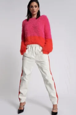 Bottoms|ONE TEASPOON Red Line Leather Track Pants