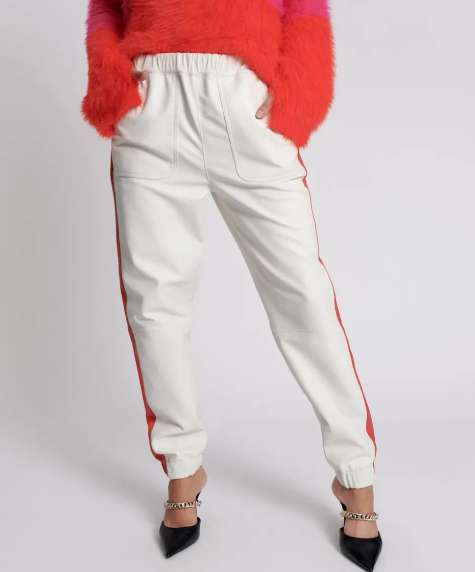 Bottoms|ONE TEASPOON Red Line Leather Track Pants