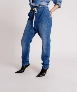 Denim Jeans|ONE TEASPOON Resort Blue High Waist Shabbies Drawstring Jeans