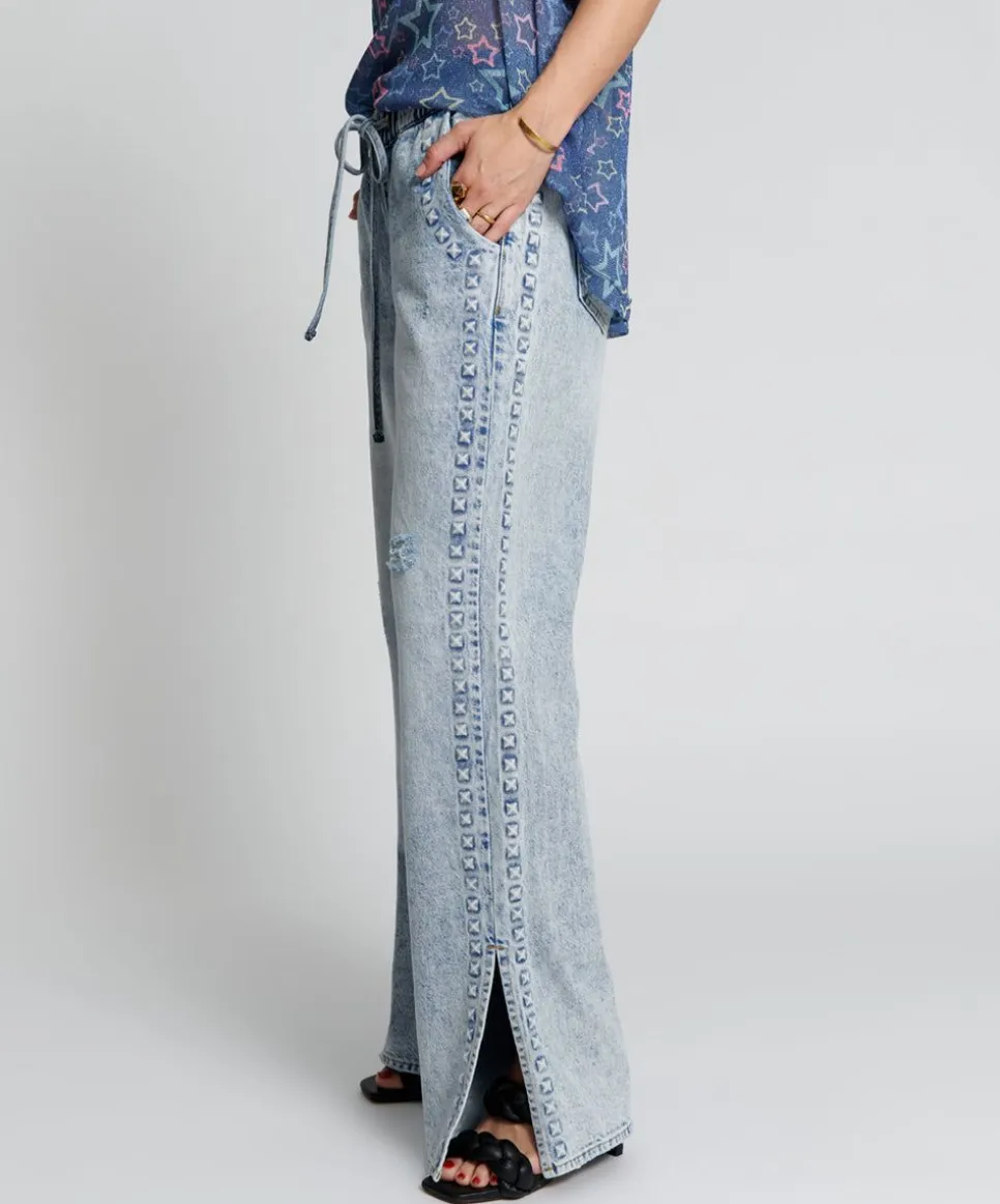 Denim Jeans|ONE TEASPOON Riveted Roadhouse Wide Leg Drawstring Jeans