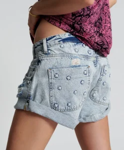 Denim Shorts|ONE TEASPOON Riveted Smiths Tailored Low Waist Denim Shorts
