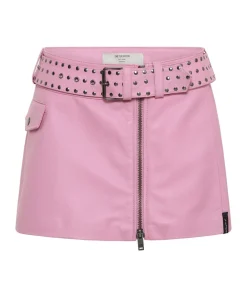 Bottoms|ONE TEASPOON Rizzo Pink Studded Leather Belted Mini Skirt
