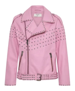 Leather Jackets|ONE TEASPOON Rizzo Pink Studded Leather Moto Jacket