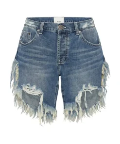 Denim Shorts|ONE TEASPOON Rodeo Blue Frankies Long Length Denim Shorts