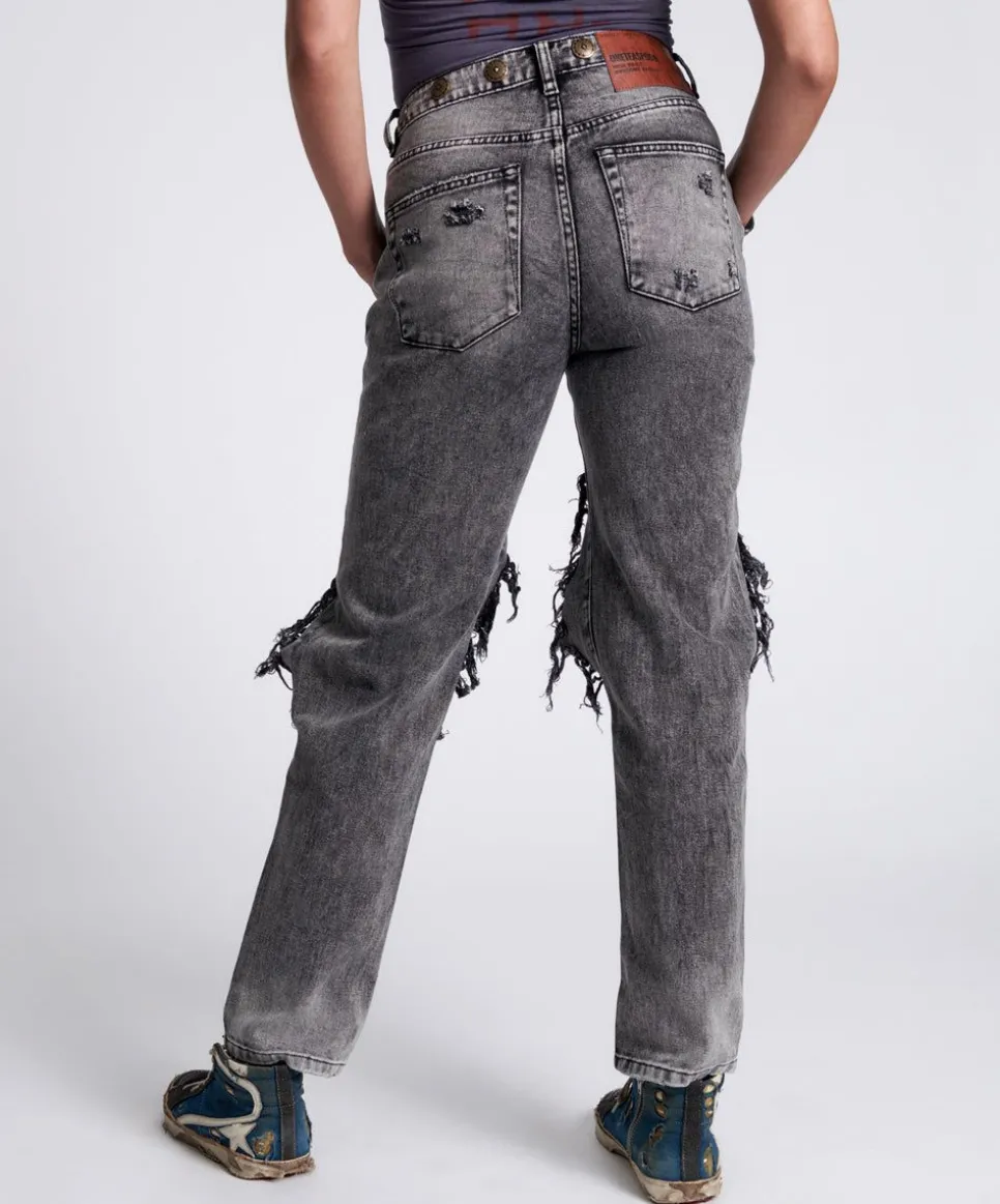 Denim Jeans|ONE TEASPOON Rodeo Grey High Waist Awesome Baggies Denim Jeans