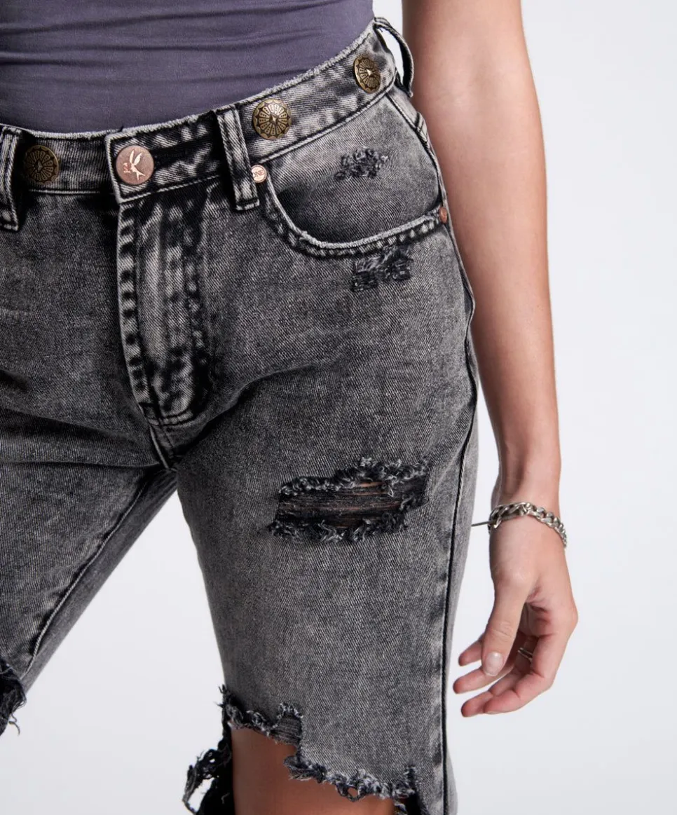 Denim Jeans|ONE TEASPOON Rodeo Grey High Waist Awesome Baggies Denim Jeans