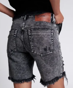 Denim Shorts|ONE TEASPOON Rodeo Grey Stevies Long Length Boyfriend Shorts