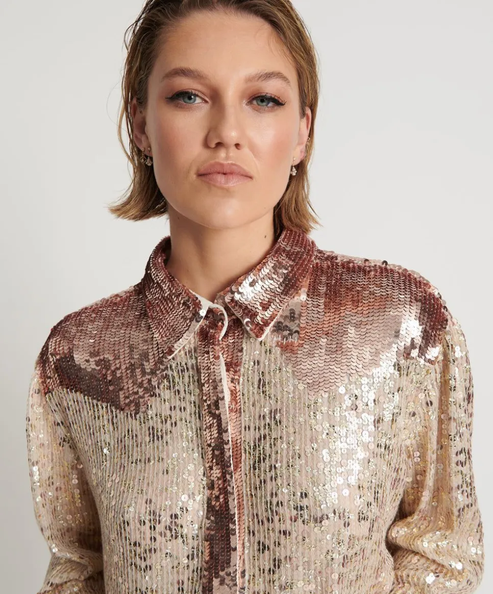 Shirts|ONE TEASPOON Rose Gold Hand Sequin Western Shirt