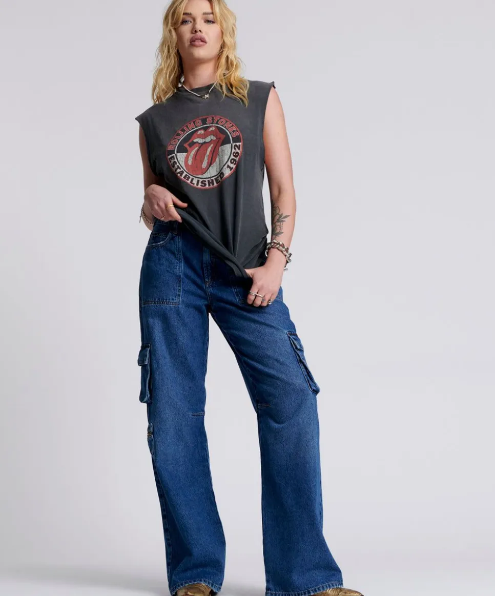 Denim Jeans|ONE TEASPOON Rosewood Cargo Jackson Mid Waist Wide Leg Jeans