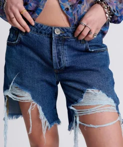 Denim Shorts|ONE TEASPOON Rosewood Stevies Long Length Boyfriend Shorts