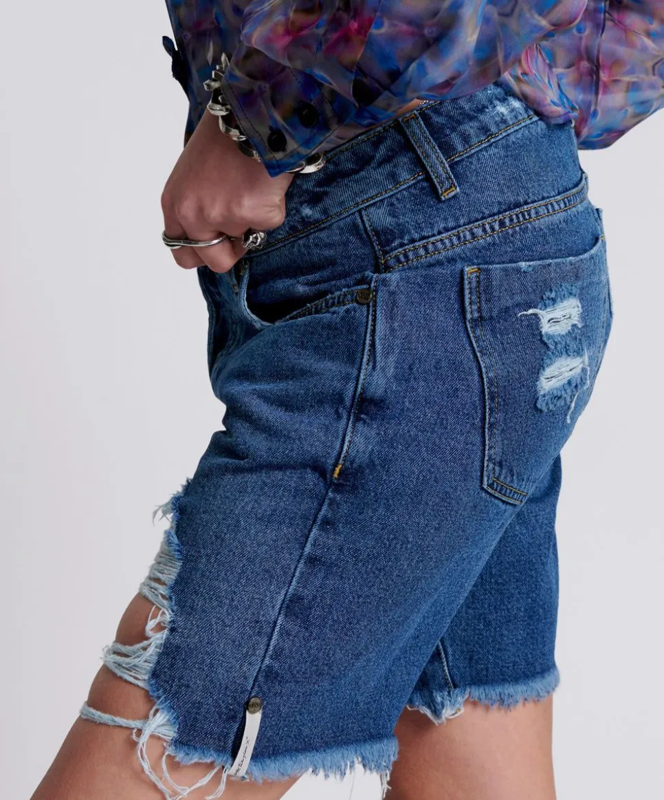 Denim Shorts|ONE TEASPOON Rosewood Stevies Long Length Boyfriend Shorts