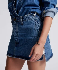Denim Skirts|ONE TEASPOON Rosewood Vanguard Mid Rise Relaxed Denim Mini Skirt