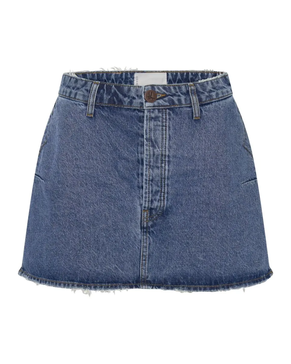 Denim Skirts|ONE TEASPOON Rosewood Vanguard Mid Rise Relaxed Denim Mini Skirt