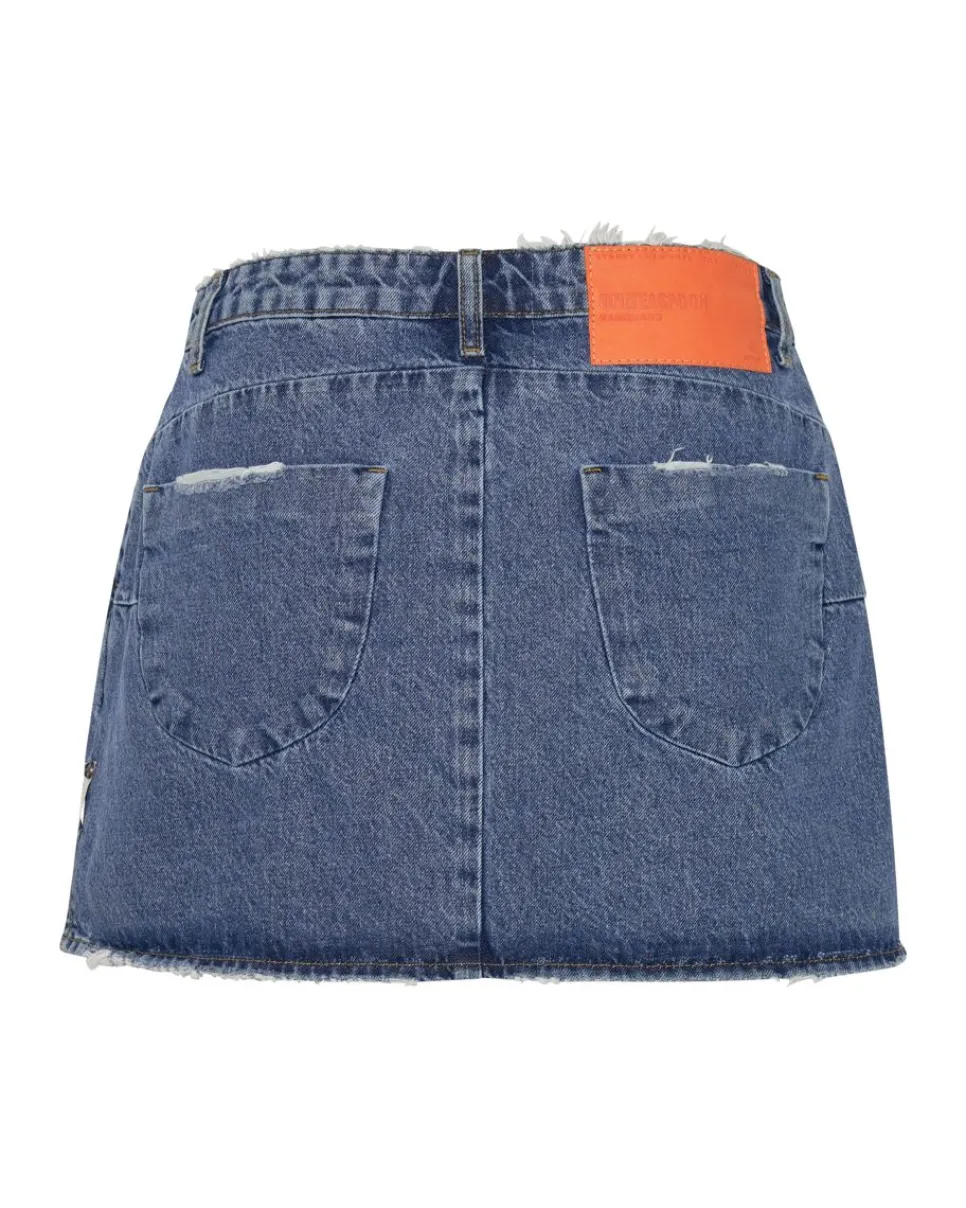 Denim Skirts|ONE TEASPOON Rosewood Vanguard Mid Rise Relaxed Denim Mini Skirt