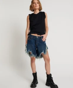 Denim Shorts|ONE TEASPOON Royal Blue Frankies Long Length Denim Shorts