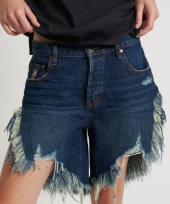 Denim Shorts|ONE TEASPOON Royal Blue Frankies Long Length Denim Shorts