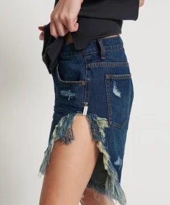 Denim Shorts|ONE TEASPOON Royal Blue Frankies Long Length Denim Shorts