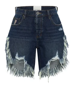 Denim Shorts|ONE TEASPOON Royal Blue Frankies Long Length Denim Shorts