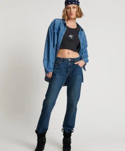 Denim Jeans|ONE TEASPOON Royal Blue Truckers Low Waist Straight Leg Jeans