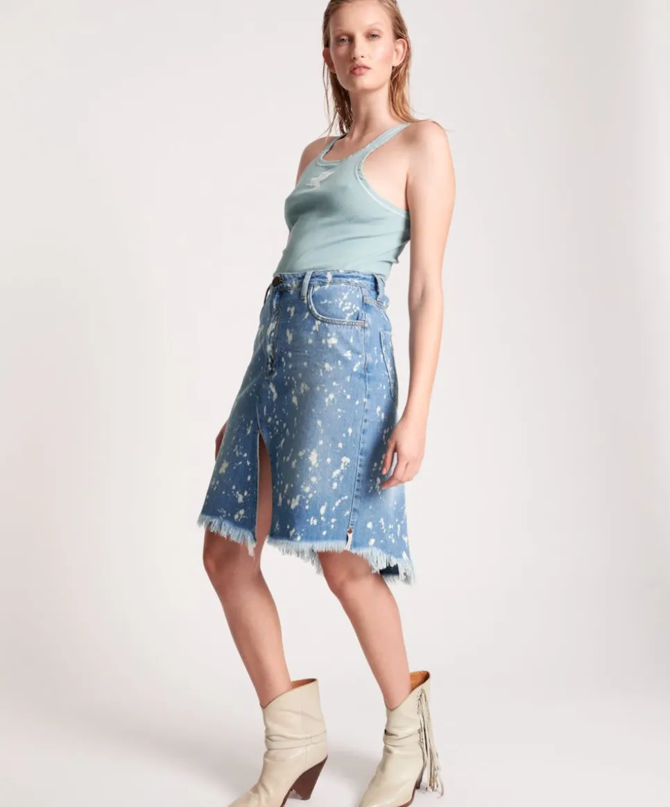 Denim Skirts|ONE TEASPOON Royal Salt Trucker Mid Waist Long Length Skirt