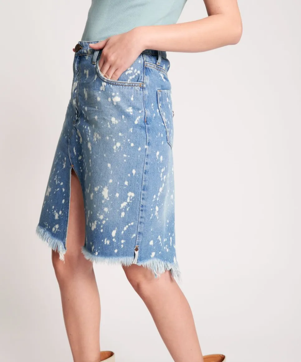 Denim Skirts|ONE TEASPOON Royal Salt Trucker Mid Waist Long Length Skirt