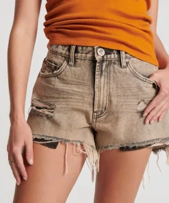 Denim Shorts|ONE TEASPOON Rust Truckers Mid Waist Relaxed Shorts