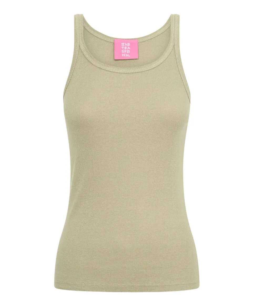 Tees & Tanks|ONE TEASPOON Sage Green Bamboo Logo Singlet