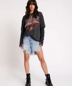 Denim Shorts|ONE TEASPOON Salty Dog Frankies Long Length Denim Shorts