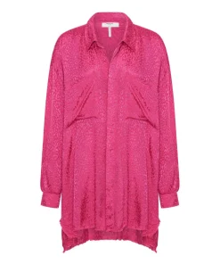 Shirts|ONE TEASPOON Shocking Pink Jacquard Longline Shirt