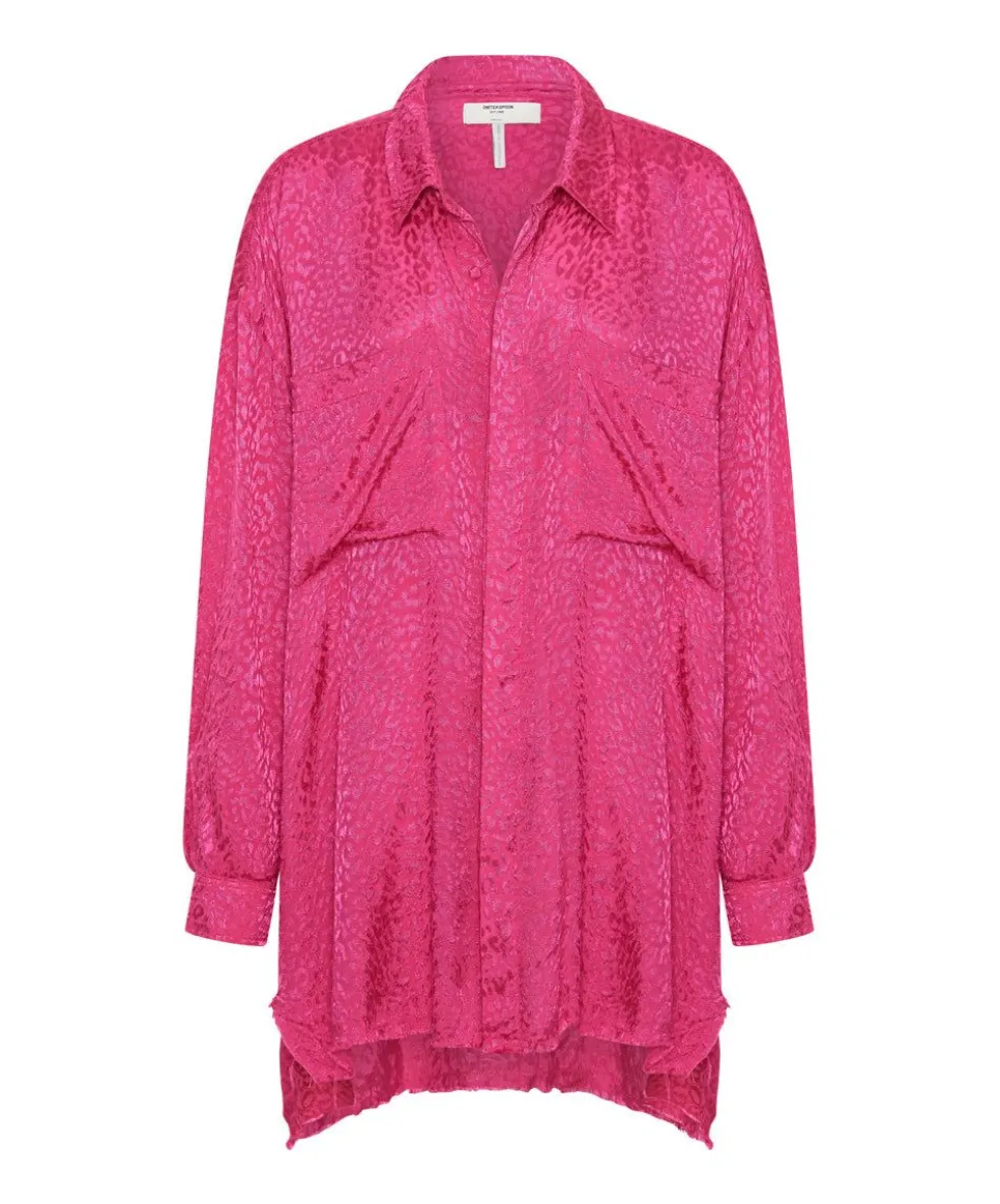 Shirts|ONE TEASPOON Shocking Pink Jacquard Longline Shirt