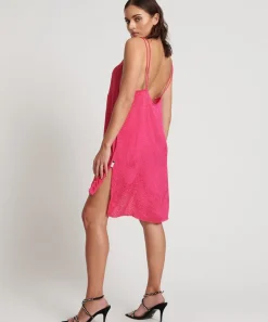 Mini Dresses|ONE TEASPOON Shocking Pink Jacquard Slip Dress