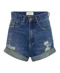 Denim Shorts|ONE TEASPOON Shredded Gold Bandits High Waist Denim Shorts