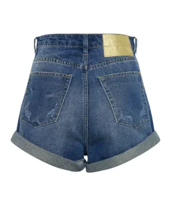 Denim Shorts|ONE TEASPOON Shredded Gold Bandits High Waist Denim Shorts