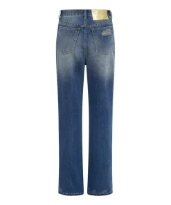 Denim Jeans|ONE TEASPOON Shredded Gold Billie Low Slung Straight Leg Mid Waist Denim Jeans
