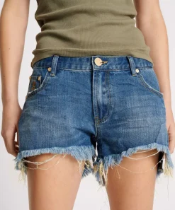 Denim Shorts|ONE TEASPOON Shredded Gold Marlons Low Waist Boyfriend Shorts