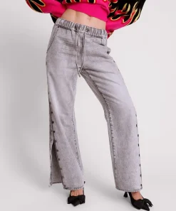 Denim Jeans|ONE TEASPOON Slate Acid Roadhouse Wide Leg Drawstring Jeans