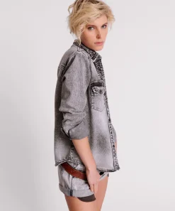 Shirts|ONE TEASPOON Slate Acid Studded Denim Shirt