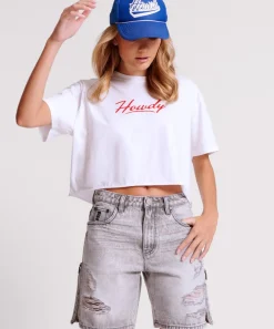 Denim Shorts|ONE TEASPOON Slate Acid Zipped Up Jackson Mid Waist Wide Leg Shorts