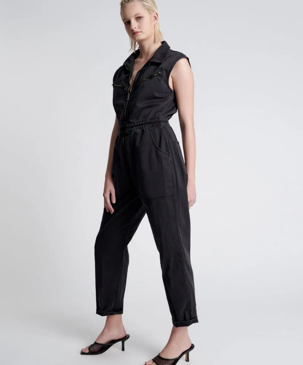 Denim Jumpsuits|ONE TEASPOON Sleeveless Olivia Aviator Jumpsuit