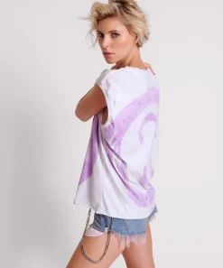 Tees & Tanks|ONE TEASPOON Smiley Violet Hand Stained Tank