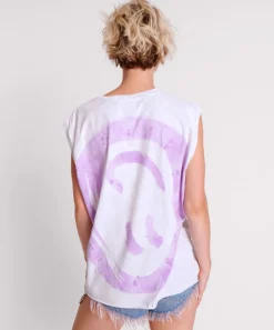 Tees & Tanks|ONE TEASPOON Smiley Violet Hand Stained Tank