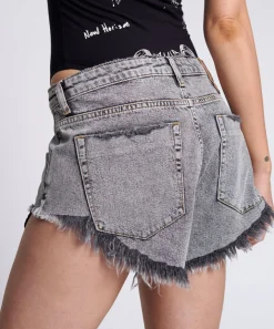 Denim Shorts|ONE TEASPOON Soft Grey Rollers Denim Shorts
